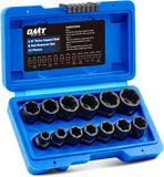 Impact Nut and Bolt Extraction Tool Set, Rusted Damaged Stripped Nut and Bolt Remover Tool Kit, Nut Bolt Extractor Socket Set in 13 SAE and Metric Sizes for 3/8 Inch Drive with Case - RaditShop