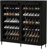 Shoe Rack Portable Storage Free Standing Shoe Organizer with Non-Woven Fabric Cover (Black) - RaditShop