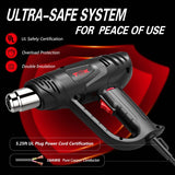 Heat Gun, TGK 1800W Hot Air Gun Variable Temperature Settings 122℉~1202℉ with 4 Nozzle Attachments, Overload Protection Function for Crafts, Shrink Wrapping/Tubing, Paint Removing - RaditShop