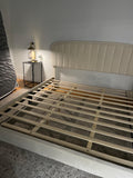 Cozy Castle King Size Bed Frame Upholstered Velvet Platform Bed with Adjustable Headboard, Wood Slat Support, No Box Spring Needed, Easy Assembly, White - RaditShop