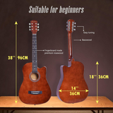 Rosefinch Acoustic Guitar 3/4 Size 38 inch for Beginner Adults Teen Basswood Guitare Acoustique Kit W/Nylon Bag Tuner Picks 6 Steel Strings Capo Cloth Strap Winder【38" Chocolate - RaditShop
