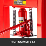 6 Ton Hydraulic Shop Floor Press H-Frame Red Jack Stand 13227lbs with Heavy Duty Steel Plates for Garage or Shop and More for Beginners DIY - RaditShop