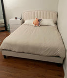 Cozy Castle King Size Bed Frame Upholstered Velvet Platform Bed with Adjustable Headboard, Wood Slat Support, No Box Spring Needed, Easy Assembly, White - RaditShop
