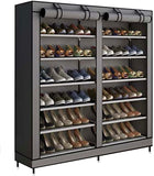 Shoe Rack Portable Storage Free Standing Shoe Organizer with Non-Woven Fabric Cover (Black) - RaditShop