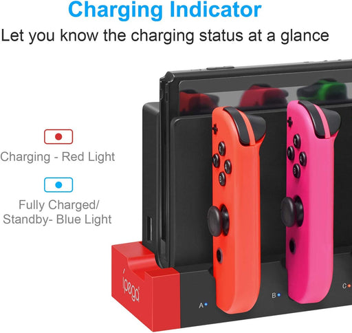 Switch Controller Charger Compatible with Nintendo Switch & OLED Model Joycons, KDD Switch Charging Dock with Upgraded 8 Game Storage for Nintendo Switch Joycon & Games - RaditShop
