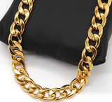 18 kt Yellow Gold plated Cuban Link Chain Necklace 24 inch - Sparkmart