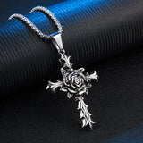 Cross Necklace for n 925 Sterling Silver" Christian Rose Cross Pendant - Sparkmart