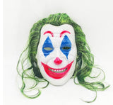 joker mask， Man Smile Latex Mask with Green Hair for Halloween Adult Clown Cosplay Costume, Role Play Dress Up for Garden Yard Party Props