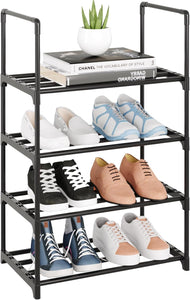 MUAHRCE 4-Tier and  7-Tier Shoe Rack for Closet, Entryway, Stackable Sturdy Metal Shoe Shelf,Narrow Shoe Stand Organizer with Handle