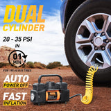 Car Tire Inflator, air pump, Dual Cylinder Heavy Duty Cylinders Air Compressor Pump with LED Light for Auto