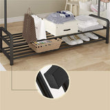 Simple Houseware Garment Rack with Storage Shelves and Coat/Hat Hanging Hooks - RaditShop