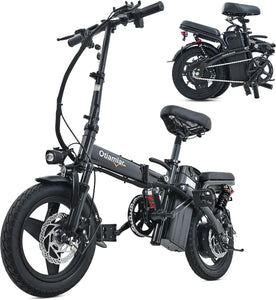 16" Folding Electric Bike, Max Range 40KM(Pedal-assist1), 25km/h by Peak 500W, Rear Suspension & Dual Mudguards, Commute Electric Bicycle with Adjustable Handlebar & Seat for Adult/Teens