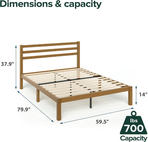 Zinus Queen Bed Frame -&nbsp; Bamboo Platform Bed Frame with Headboard