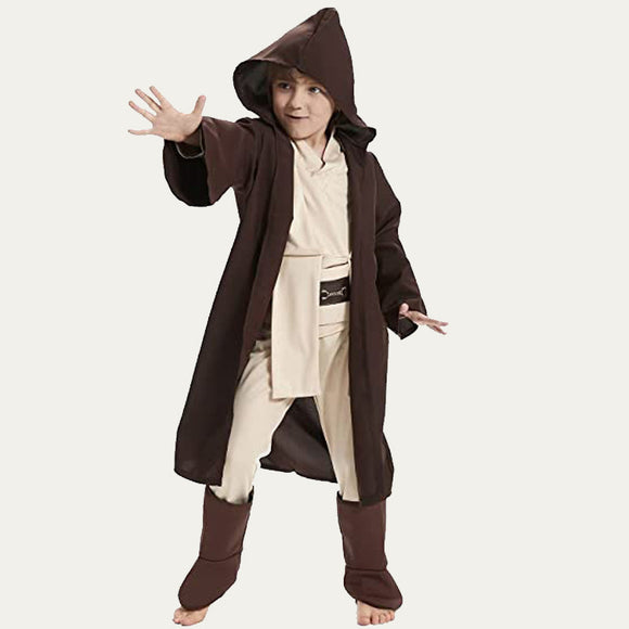 CHAOS MONKEY Boys Knight Costume, Jedi，Kids Halloween Cosplay Tunic Hooded Cape Sci-fi Film Classic Robe Outfit