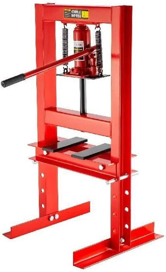 6 Ton Hydraulic Shop Floor Press H-Frame Red Jack Stand 13227lbs with Heavy Duty Steel Plates for Garage or Shop and More for Beginners DIY