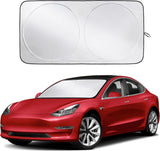 EcoNour Tesla Windshield Sunshade for Model 3/Y | 240T Polyester Shield for Tesla Model 3 Sunshade | Superior UV & Heat Protection Tesla Model Y Sunshade | Car Interior Tesla Accessories for Summer