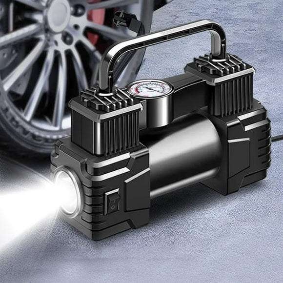 Car Tire Inflator, air pump, Dual Cylinder Heavy Duty Cylinders Air Compressor Pump with LED Light for Auto