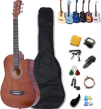 Rosefinch Acoustic Guitar 3/4 Size 38 inch for Beginner Adults Teen Basswood Guitare Acoustique Kit W/Nylon Bag Tuner Picks 6 Steel Strings Capo Cloth Strap Winder【38" Chocolate