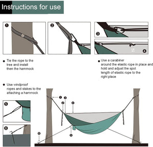 Double Single Camping Hammock, Portable Lightweight Parachute Nylon Hammock for Backpacking Outdoor Travel Beach Yard - RaditShop