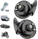 【2 pcs】Super Loud Horn,High Tone/Low Tone Car Horns Electric Snail Horn Waterproof Train Horns Kit,for Any 12V Vehicles Cars Motorcycle Trucks Boats Lorrys (Black)