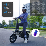 16" Folding Electric Bike, Max Range 40KM(Pedal-assist1), 25km/h by Peak 500W, Rear Suspension & Dual Mudguards, Commute Electric Bicycle with Adjustable Handlebar & Seat for Adult/Teens