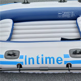 INTEME Excursion Inflatable Boat Set: Includes Deluxe Oars and High-Output Pump – 4-Person – Adjustable Seats – Fishing Rod Holders - RaditShop