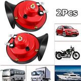 【2 pcs】Super Loud Horn,High Tone/Low Tone Car Horns Electric Snail Horn Waterproof Train Horns Kit,for Any 12V Vehicles Cars Motorcycle Trucks Boats Lorrys (Black)