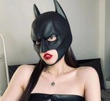 Men's Super Hero Bat Mask Knight Full Head Helmet Latex Black Headgear Halloween Costume Accessory Masque Role