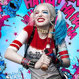 Halloween Harlry Costumes Cosplay Set for Quinn Women T-shirt Jacket Shorts Puddin Choker Bracelet Set