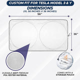 EcoNour Tesla Windshield Sunshade for Model 3/Y | 240T Polyester Shield for Tesla Model 3 Sunshade | Superior UV & Heat Protection Tesla Model Y Sunshade | Car Interior Tesla Accessories for Summer