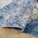 2-Sizes Of Blue Abstract Faux Cashmere Area Rugs