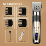 Dog Clippers, Cordless Low Noise Rechargeable Electric Dog Grooming Clipper Kit, Adjustable Clipper Comb & Detachable Blades Dog Trimmer, Suitable for Dogs, Cats, Pets - RaditShop