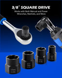Impact Nut and Bolt Extraction Tool Set, Rusted Damaged Stripped Nut and Bolt Remover Tool Kit, Nut Bolt Extractor Socket Set in 13 SAE and Metric Sizes for 3/8 Inch Drive with Case