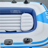 INTEME Excursion Inflatable Boat Set: Includes Deluxe Oars and High-Output Pump – 4-Person – Adjustable Seats – Fishing Rod Holders - RaditShop