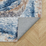 2-Sizes Of Blue Abstract Faux Cashmere Area Rugs