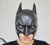 Men's Super Hero Bat Mask Knight Full Head Helmet Latex Black Headgear Halloween Costume Accessory Masque Role