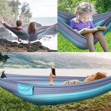 Camping Hammock Portable Nylon Hammocks with Tree Straps Single Lightweigtht Hammock Swing for Outdoors, Backpacking, Camping, Travel, Beach, Garden, Breathable & Quick Drying Parachute - RaditShop