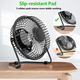 USB Desk Fan, 4 Inch Mini Quiet Fan with Strong Airflow, 360° Rotation, Metal Construction, Personal Cooling Fan - RaditShop