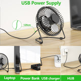 USB Desk Fan, 4 Inch Mini Quiet Fan with Strong Airflow, 360° Rotation, Metal Construction, Personal Cooling Fan - RaditShop