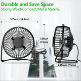 USB Desk Fan, 4 Inch Mini Quiet Fan with Strong Airflow, 360° Rotation, Metal Construction, Personal Cooling Fan - RaditShop