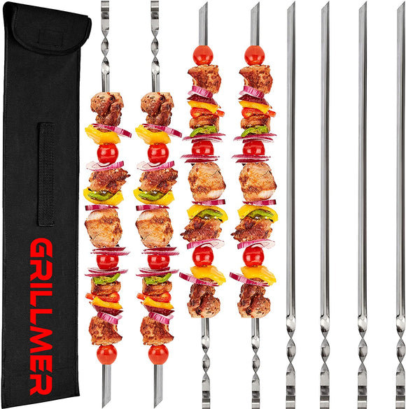 Kabob Skewers Stainless Steel 25 Pieces 14'' Barbecue Skewers Anti-Rust - Sparkmart