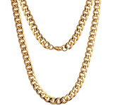 18 kt Yellow Gold plated Cuban Link Chain Necklace 24 inch - Sparkmart