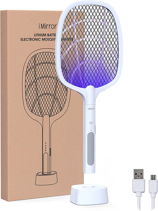 imirror Bug Zapper Racket, 2 in 1 Rechargeable Electric Fly Swatter, Mosquito Swatter for Indoor and Outdoor - RaditShop