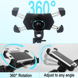 Bike Phone Mount, Bicycle Phone Holder with 4 Stainless Steel Telescopic Clamp Arms for Super Stability 360°Rotation - RaditShop