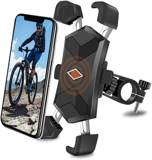 Bike Phone Mount, Bicycle Phone Holder with 4 Stainless Steel Telescopic Clamp Arms for Super Stability 360°Rotation - RaditShop