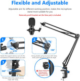 NORA USB Microphone Kit Plug&Play Computer hypercardioid Mic Podcast Condenser Microphone with Professional Sound Chipset for PC Karaoke/YouTube/Gaming Record, Arm Stand/Shock Mount - RaditShop