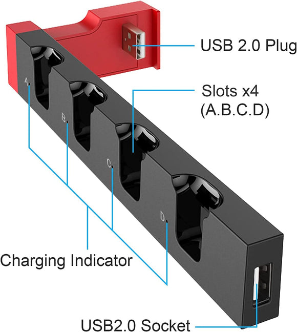 Switch Controller Charger Compatible with Nintendo Switch & OLED Model Joycons, KDD Switch Charging Dock with Upgraded 8 Game Storage for Nintendo Switch Joycon & Games - RaditShop