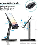 Cell Phone Stand, Angle Height Adjustable Cell Phone Tablet Stand for Desk, Foldable Portable Desktop Stand - RaditShop