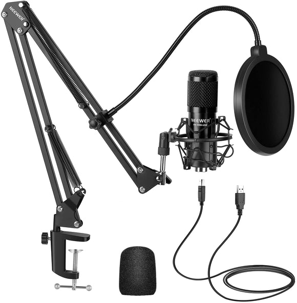 NORA USB Microphone Kit Plug&Play Computer hypercardioid Mic Podcast Condenser Microphone with Professional Sound Chipset for PC Karaoke/YouTube/Gaming Record, Arm Stand/Shock Mount - RaditShop