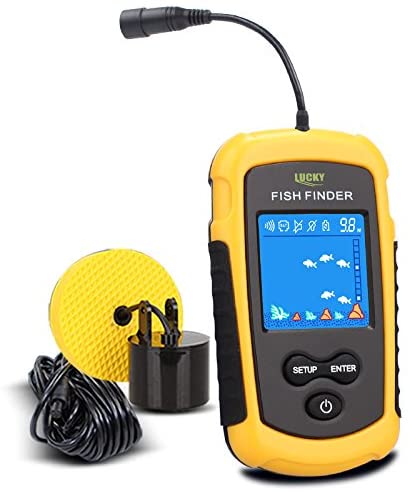 Luckylaker Portable Fishing Sonar, Wired Fish Finder Fishfinder Alarm Sensor Transducer with Colored LCD Display - Sparkmart